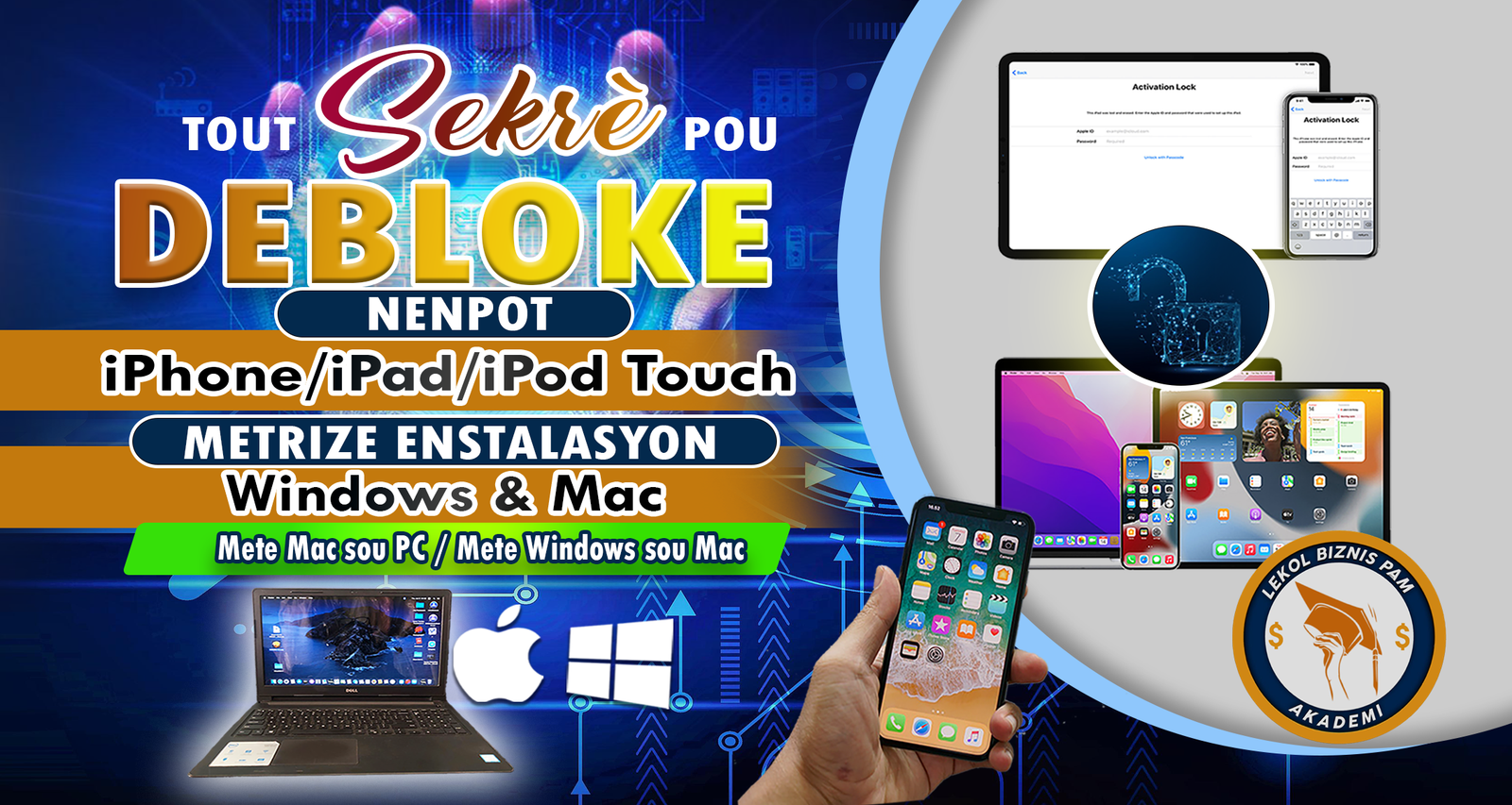 Sekrè pou debloke nenpòt iPhone/iPad/iPod Touch,  Enstale MacOS sou Windows